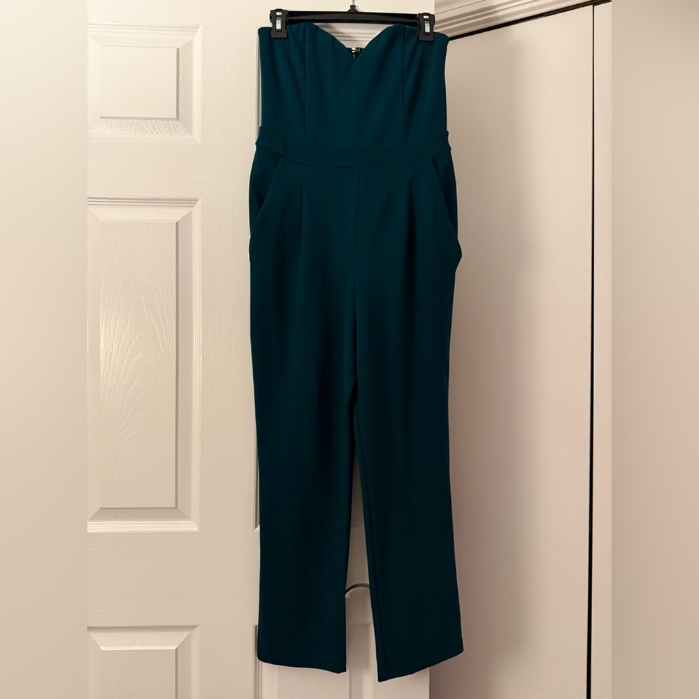 Elegant Teal Strapless Jumpsuit